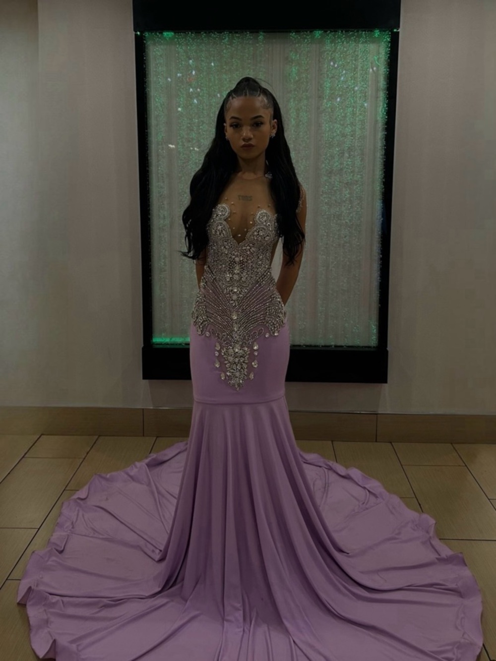 Lavender Embellished Mermaid Prom Dress